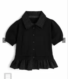 ドット柄シャツドッキングニットカーディガン[fs84]のサムネイル