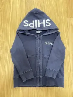 SHIPS フード付きジップアップパーカー 90cm ネイビー