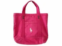 POLO ラルフローレン トートバッグ ピンク キャンバス 33×28×12cm