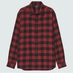 完売品【ユニクロ】メンズ　フランネルチェックシャツ　長袖　レッド×ブラック　XL