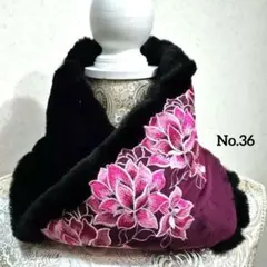 ハンドメイド☆スヌード　ピンク大花レースNo.36