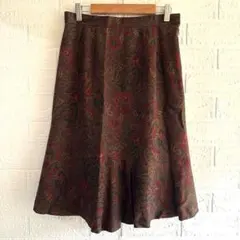 １点もの✨️ハンドメイド【L相当】ミディ丈 総柄 ペイズリー柄／フレアスカート