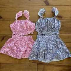 常夏セットアップ 2点セット 花柄 ピンク パープル 110と130 오키나와