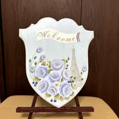 トールペイント作品　青い薔薇のウェルカムボードのサムネイル