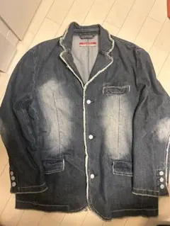 デニム テーラードジャケット フリンジ付き 推定00s〜10年代前半