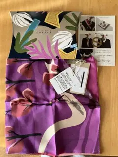 新品　YARN & COPPER シルクスカーフ サンセットピンク　リング付き