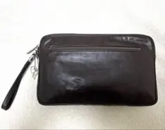 ダークブラウンレザー クラッチバッグ 鍵付き