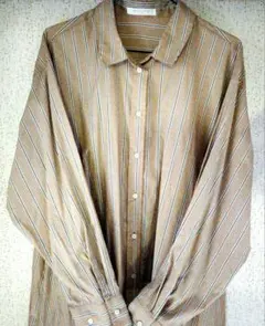 chocol raffine ロングシャツワンピース (ベージュストライプ)