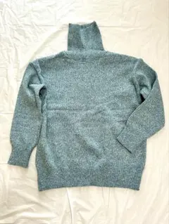 ニット セーター タートルネック ゆったり ブルー Fサイズ