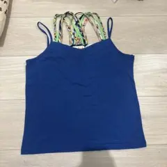TITICACA 青 クロスストラップ キャミソール