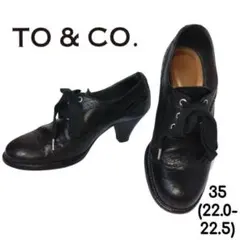 TO&CO. レースアップ マニッシュ ヒールパンプス　シューズ　メダリオン 黒のサムネイル