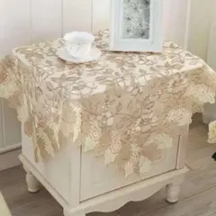 ゴールド　テーブルクロス　テーブルランナー　刺繍　花柄　アンティーク　インテリア