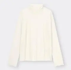 GU シアーハイネックT (長袖) ジーユー オフホワイト S レディース