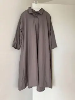 UNIQLO グレー シャツワンピース ロング丈 長袖 サイズ L