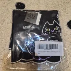 ANNA SUI ブラックハンカチ 猫とバラ刺繍 新品