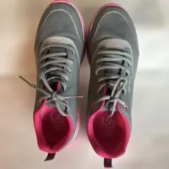 LA GEAR Walk-n-Tone スニーカー グレー ピンク 25cm