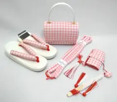 七五三 7歳 女の子 はこせこ セット ピンク　チェック　日本製