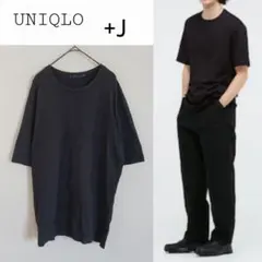 ユニクロ +J スーピマコットンリラックスフィットクルーT 半袖 綿100% 黒