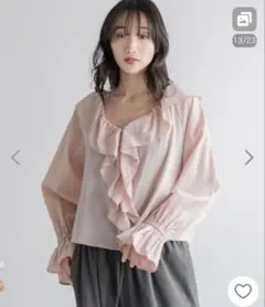 LOWRYS FARM フリルブラウス くすみピンク ボリューム袖 レディース