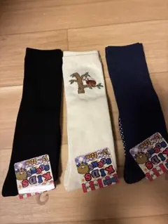新品 カブトムシ刺繍 ネイビー ブラックキッズ靴下 3足セット 17~22cm