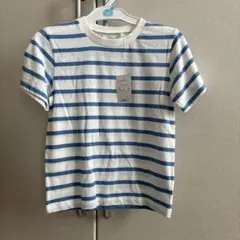 タグ付き新品水色ストライプ柄 Tシャツ 120サイズ