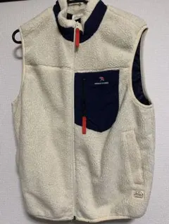 フリースジップアップベスト アイボリー/ネイビー