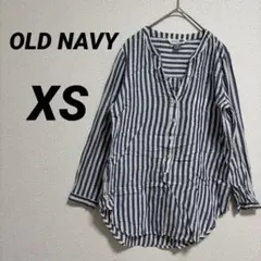 OLD NAVY ストライプ チュニックシャツ XS ネイビー ホワイト 長袖