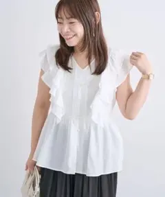 新品・完売品】朝日奈央さん着用ZARA ドット柄フリルノースリーブ 