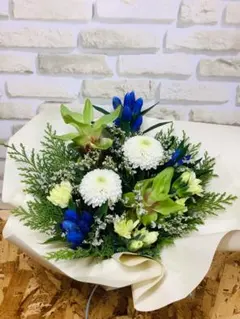 生花 アレンジメント ブルー・ホワイト系