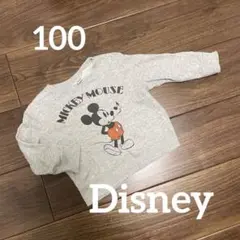 【美品】Disney ディズニー　ミッキー　グレー 長袖 トレーナー　100