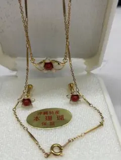 B5811 赤珊瑚　ネックレス&イヤリング