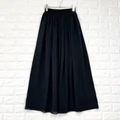 ✨エモダ/S/黒/ロングフレアスカート/ウエストゴム/シフォン素材