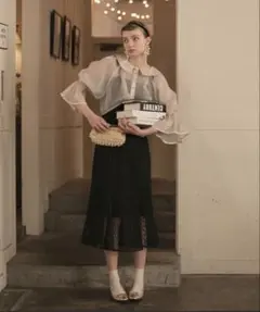 2wayキャンディースリーブシアーブラウス＆総レースキャミソールドレス