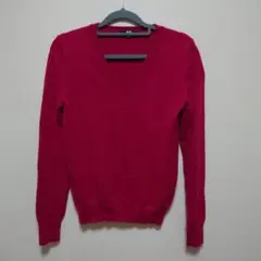 ユニクロ　カシミヤ100%　Vネック　レディース　ピンク