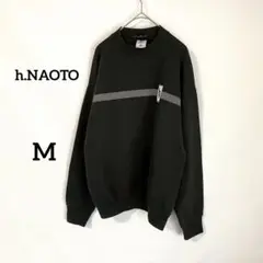 【エイチナオト】トレーナー M ブラック 綿 アメリカ製 ロゴプリント 裏起毛