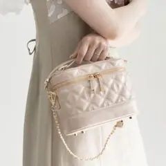 RANDA キルティング2WAYバニティバッグ ピンクゴールド