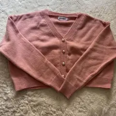 GANGHEI ピンク Vネック クロップド丈カーディガン