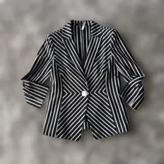 pierre cardin テーラードソフトジャケット ストライプ38のサムネイル