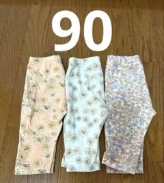 ユニクロ ポール&ジョー レギンス 90 3枚セット 花柄 7分丈