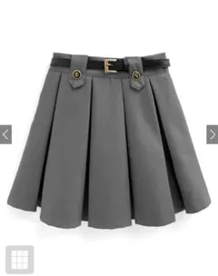 ベルトインパン裏地付きプリーツボタンミニスカート GRL