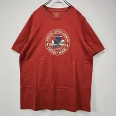 エルエルビーン　半袖　Tシャツ　L　ビッグプリント　オレンジ　リユース　古着
