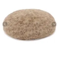 美品　ベージュのレオパード柄　ファー円形ベレー帽