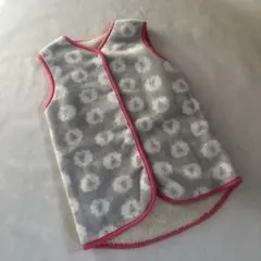 フリーススリーパー グレーとピンク花柄90〜100