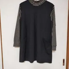 ベルーナ 長袖チュニック ストライプ袖/Lサイズ
