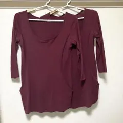 ⭐️お値下げしました⭐️授乳服 シャツ L-LL 長袖 2枚 セット ボルドーカラー
