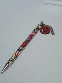 平成レトロ　ロック　ピースマーク　チャーム付シャーペン　ファンシー　平成女児