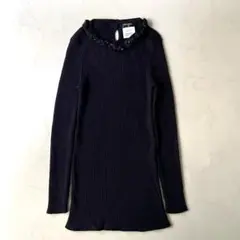 正規品 シャネル カシミヤシルク リブニット 石付き 38 ココマーク ネイビーのサムネイル