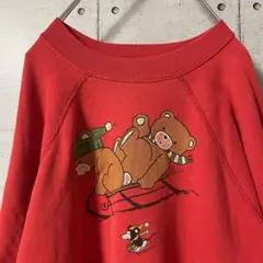 90年代 ビンテージ スウェット トレーナー　レッド ラグランスリーブ US古着