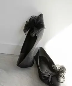 【美品】RANDA 2WAY リボンラメフラットパンプス