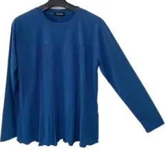 青いプリーツデザイン長袖カットソー新品タグ付き